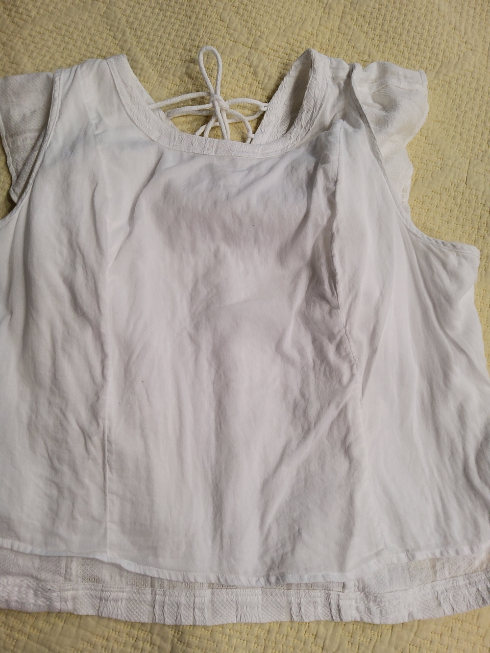 Anthropologie Danya Off White Ruffle Sleeveless Blouse Size L - Picture 12 of 13